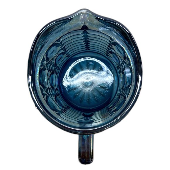 Vintage Indiana Blue Iridescent Carnival Glass Windsor 3 inch Cream Pitcher EUC - Picture 5 of 13